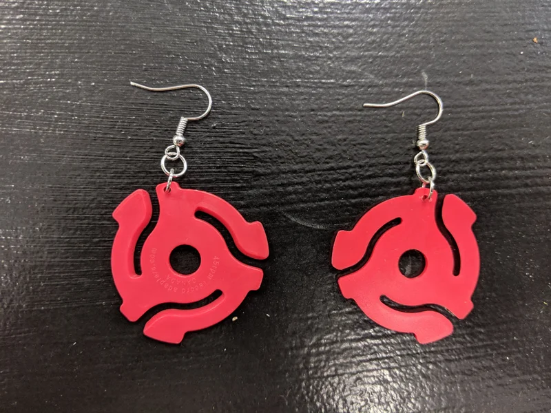 45 RPM Adapter Earrings Red