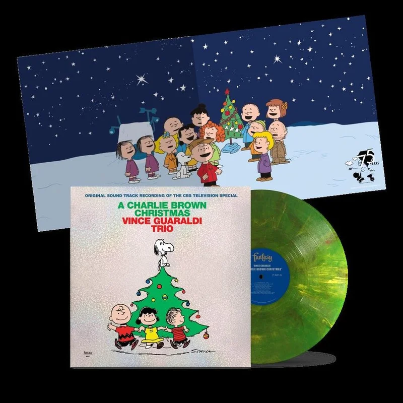 A Charlie Brown Christmas - 1LP, Christmas tree coloured vinyl, Holographic Sleeve, and poster