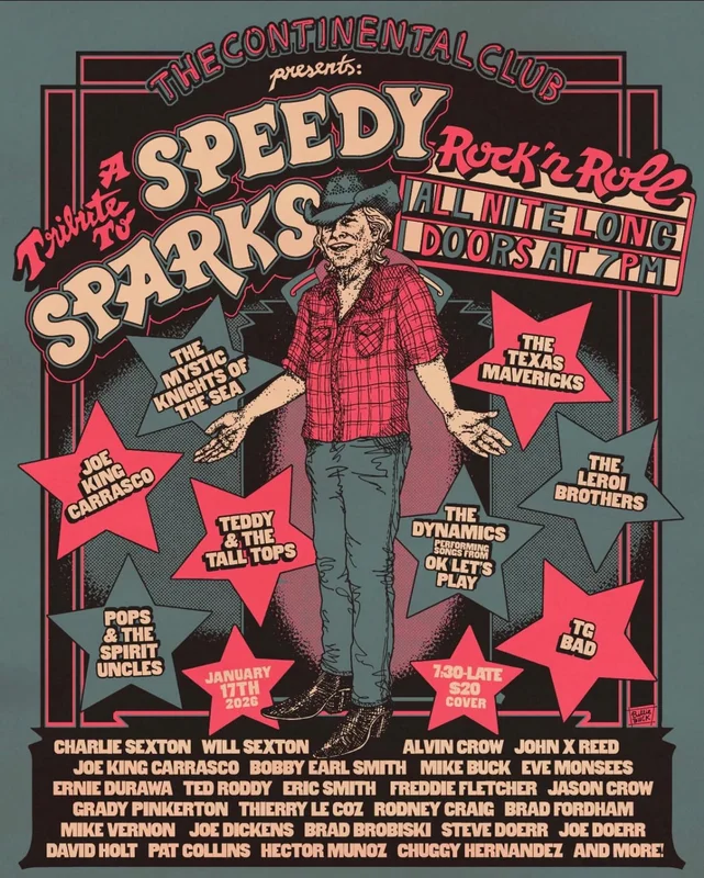 A Tribute to Speedy Sparks at The Continental Club - 2026 (Poster)