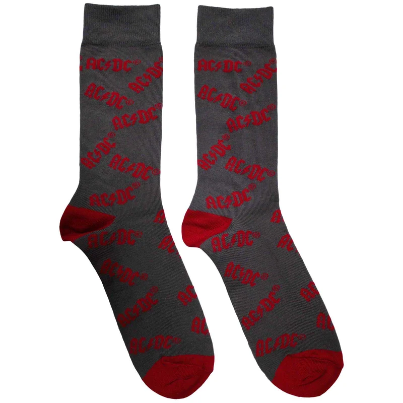 AC/DC Unisex Ankle Socks: Logo Pattern Charcoal Grey