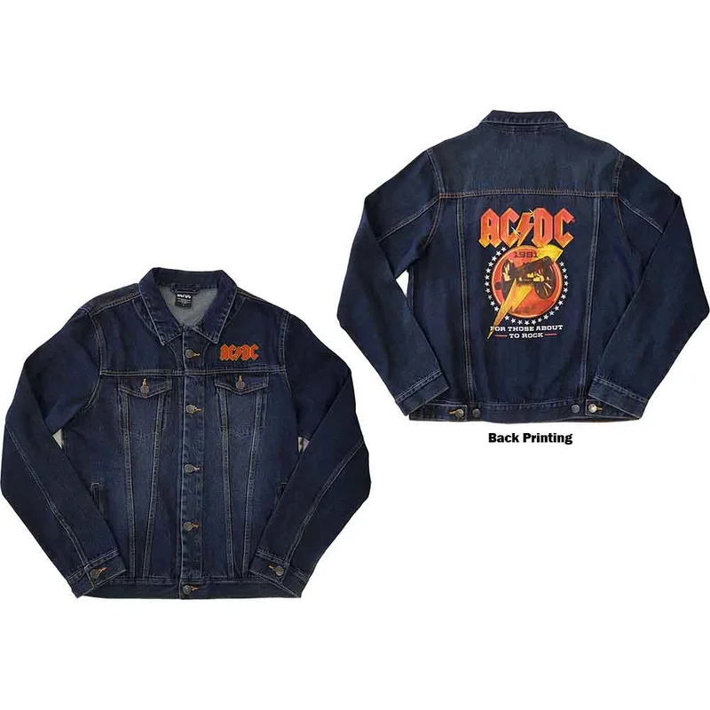 AC/DC Unisex Denim Jacket: About To Rock Back Print