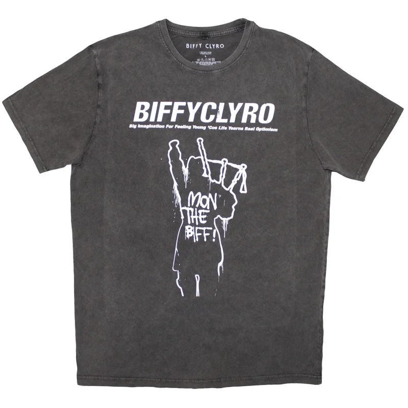 Biffy Clyro Unisex Stone Wash T-Shirt: Big Imagination Charcoal Grey