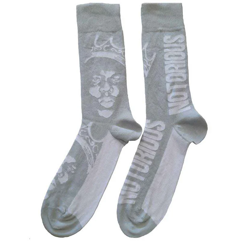 Biggie Smalls Unisex Ankle Socks: Crown Monochrome Grey & White