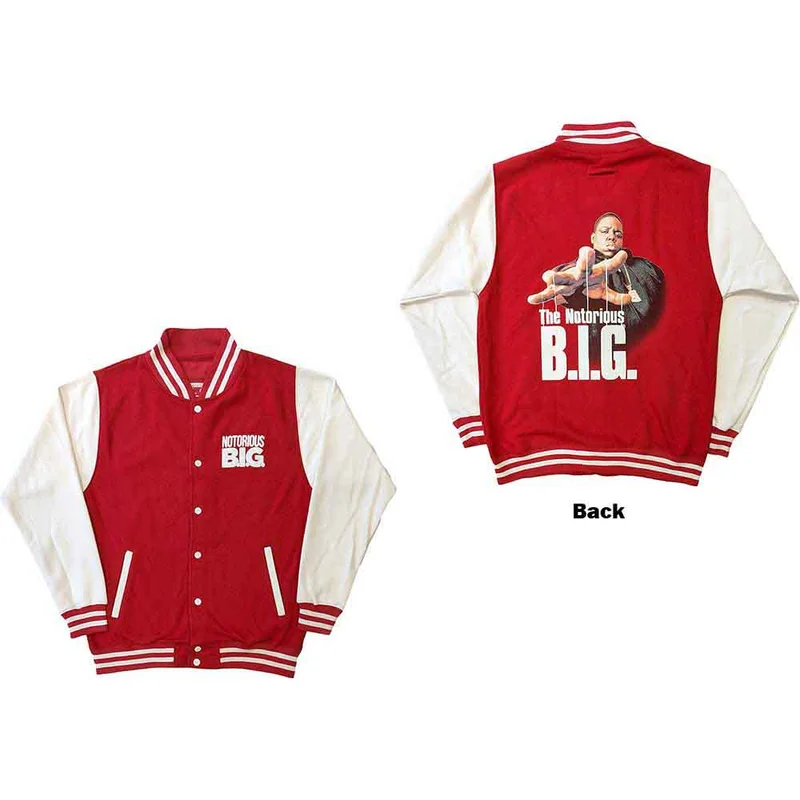 Biggie Smalls Unisex Varsity Jacket: Reachstrings Back Print