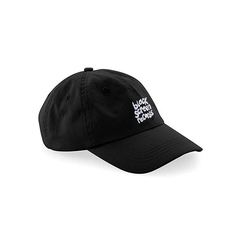 Black Screen Records Logo  Dad Hat  Embroidered Black [One Size]