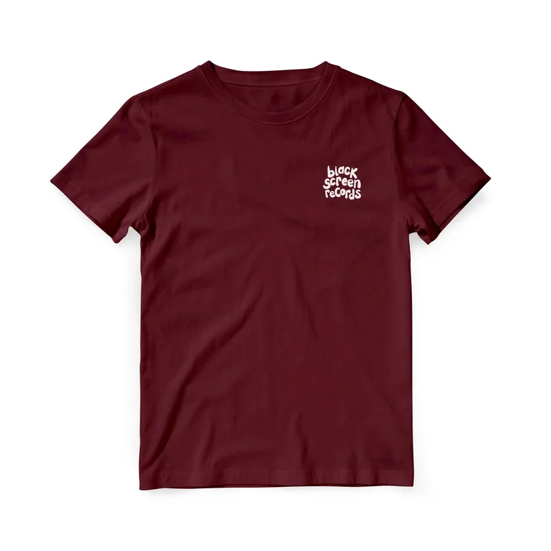 Black Screen Records Logo  T-Shirt  Embroidered [Burgundy]