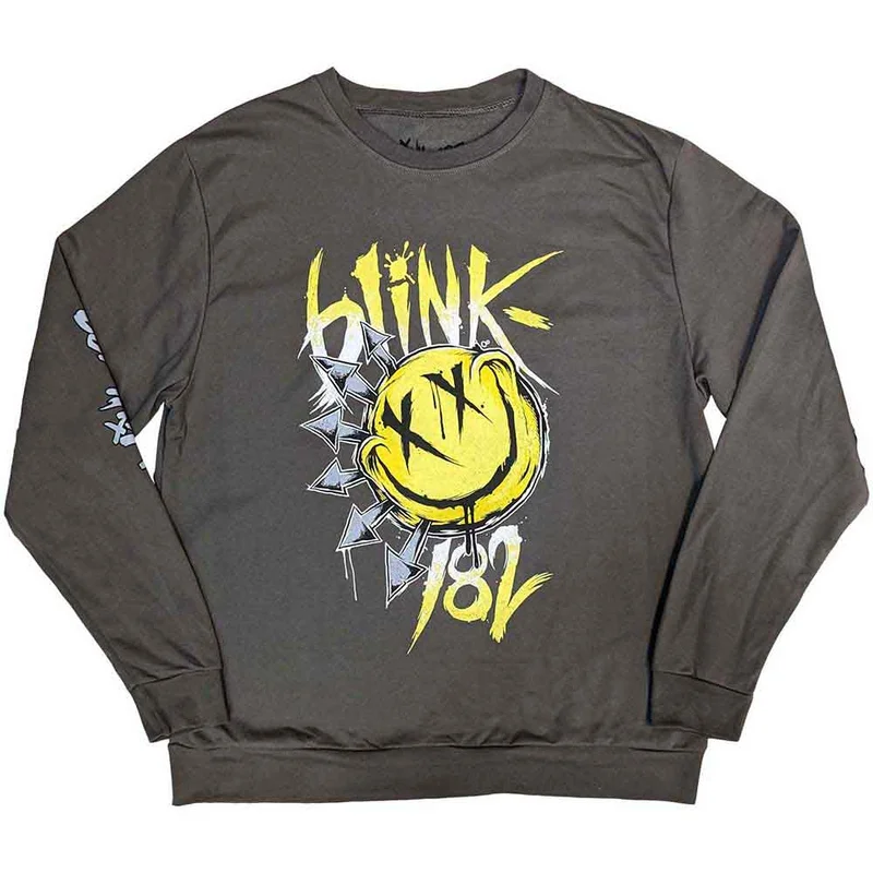 Blink-182 Unisex Sweatshirt: Big Smile Charcoal Grey