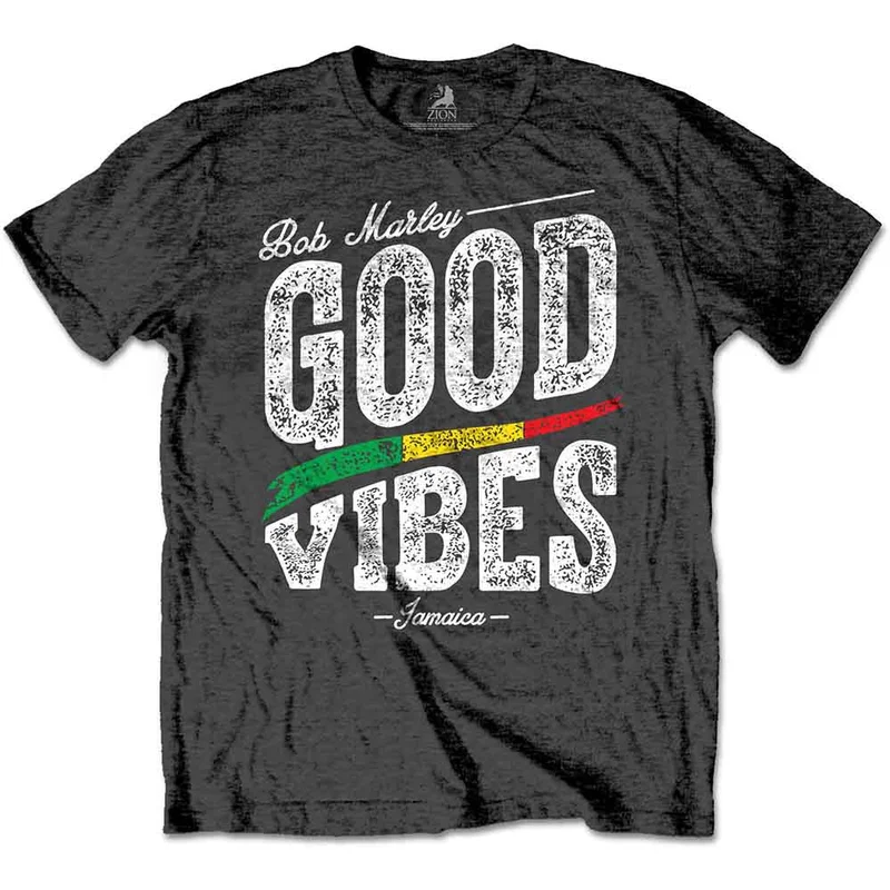 Bob Marley Unisex T-Shirt: Good Vibes Charcoal Grey