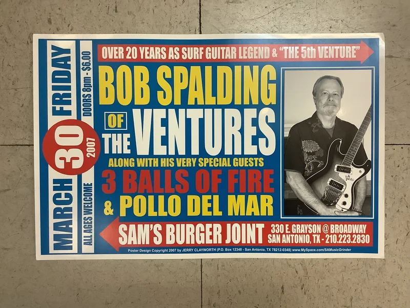 Bob Spalding of The Ventures at Sam's Burger Joint - 2007 (Poster)
