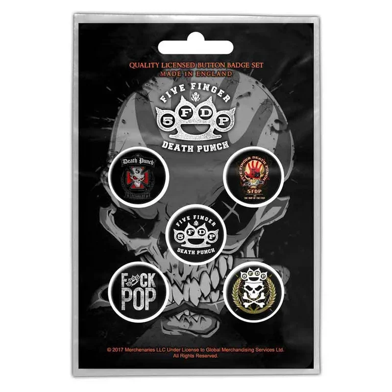 Button Badge Set: Five Finger Death Punch-Logos (officially licensed)
