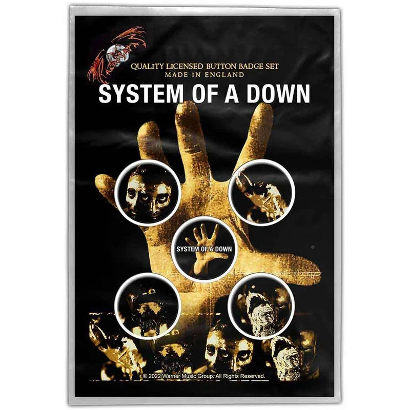 Button Badge Set: System Of A Down-Hand (officially licensed)