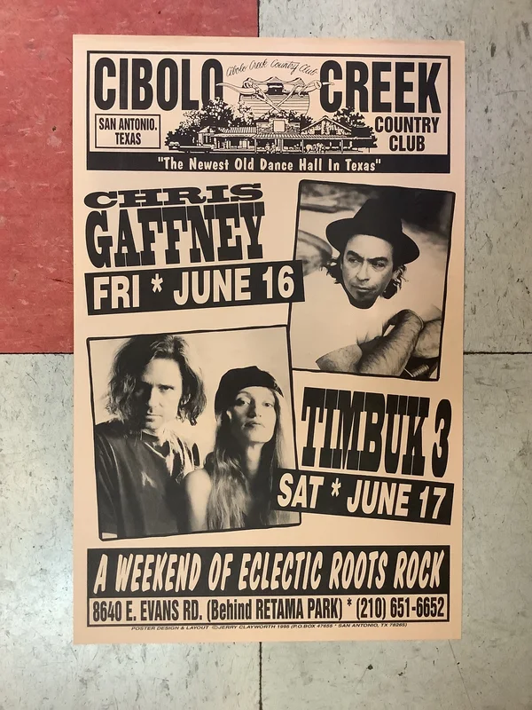 Chris Gaffney & Timbuk 3 at Cibolo Creek Country Club - 1995 (Poster)