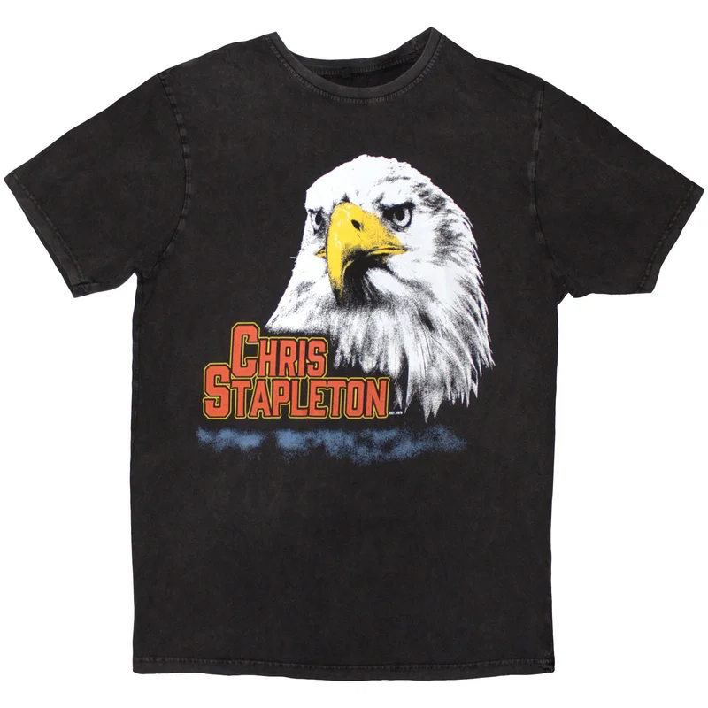 Chris Stapleton Unisex Stone Wash T-Shirt: Eagle Charcoal Grey