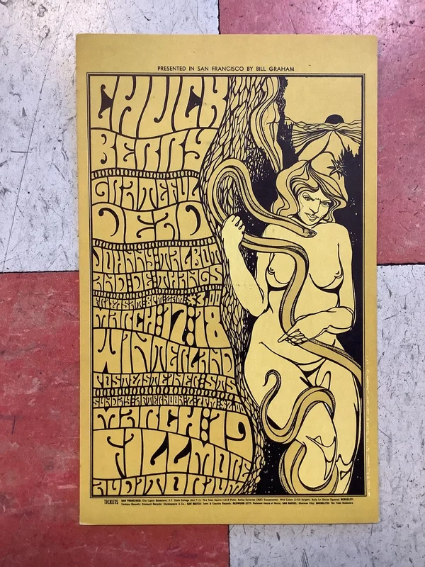Chuck Berry and Grateful Dead at Winterland and The Fillmore - 1967 (Postcard)
