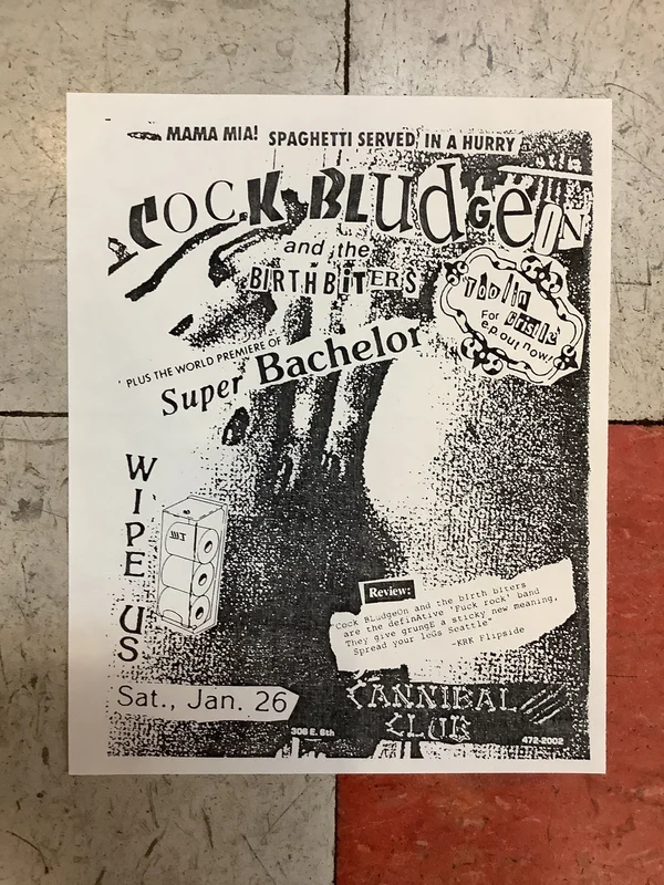 Cock Bludgein, Super Bachelor, and Wipe Us at Cannibal Club (Poster)