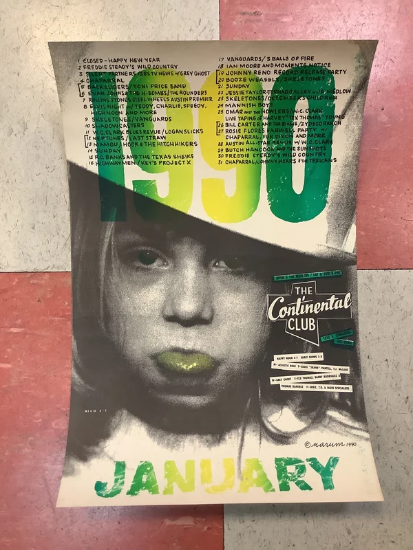 Continental Club January Calendar - 1990 (Poster)