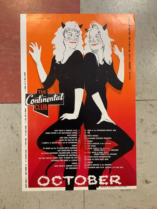 Continental Club October Calendar - 1989 (Poster)