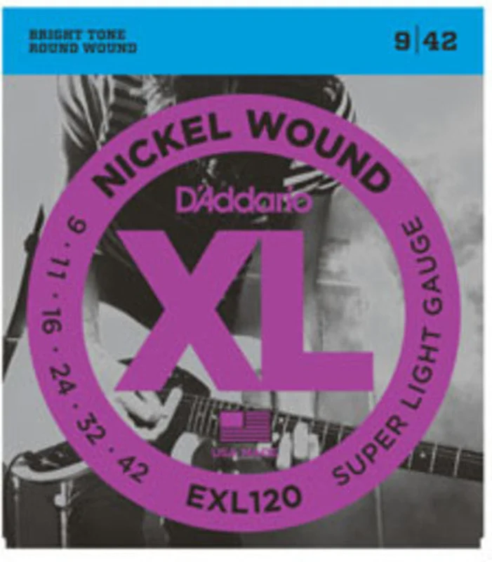 D'Adarrio EXL120 Nickel Wound Electric Guitar Strings Super Light 9-42
