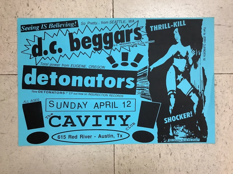 D.C. Beggars & Detonators at The Cavity Club - 1992 (Poster) Blue