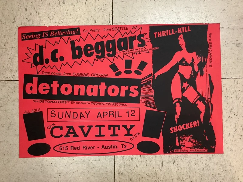D.C. Beggars & Detonators at The Cavity Club - 1992 (Poster) Red