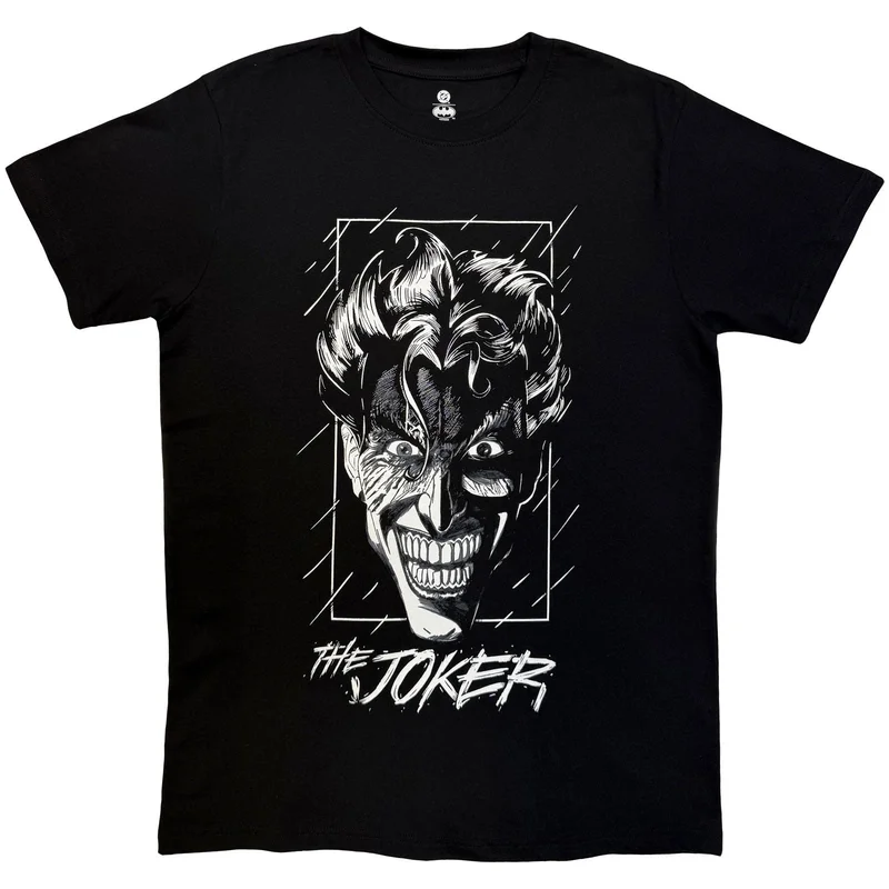 DC Comics Unisex T-Shirt: Joker Black & White Grin Black