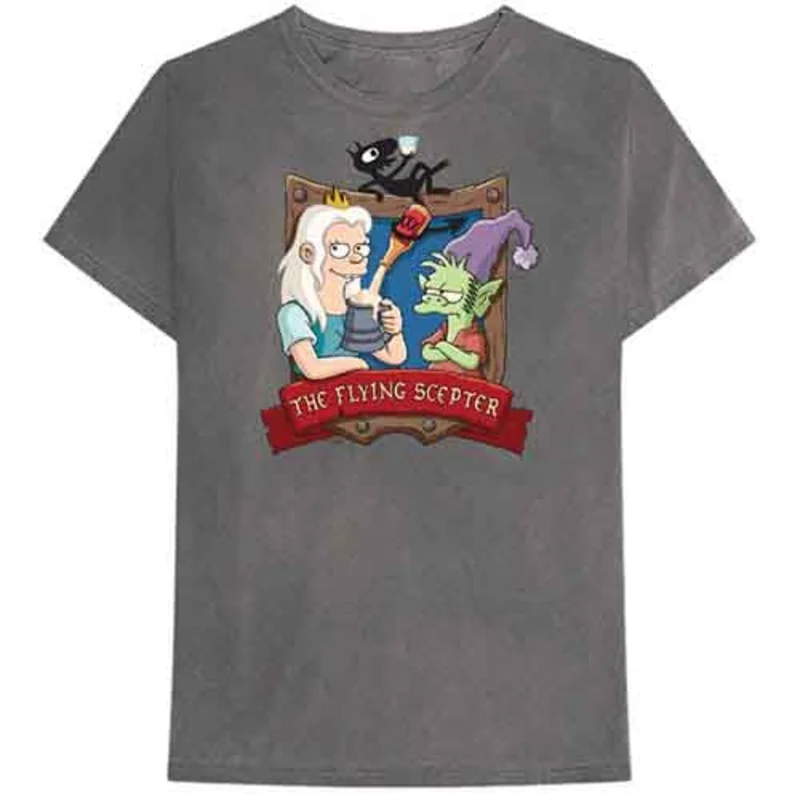 Disenchantment Unisex T-Shirt: Flying Sceptre Charcoal Grey