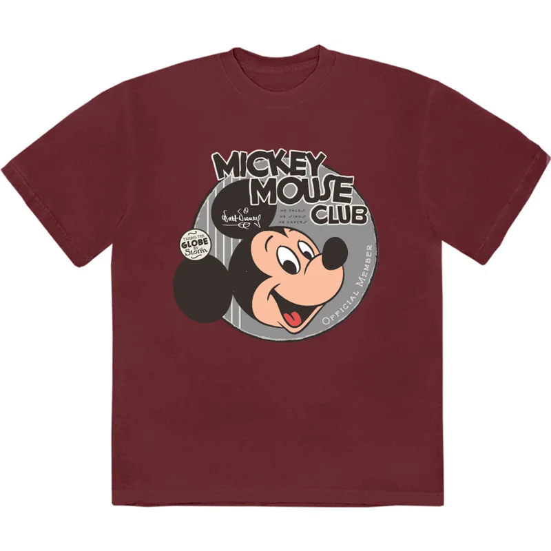 Disney Unisex T-Shirt: Mickey Mouse Club Maroon Red