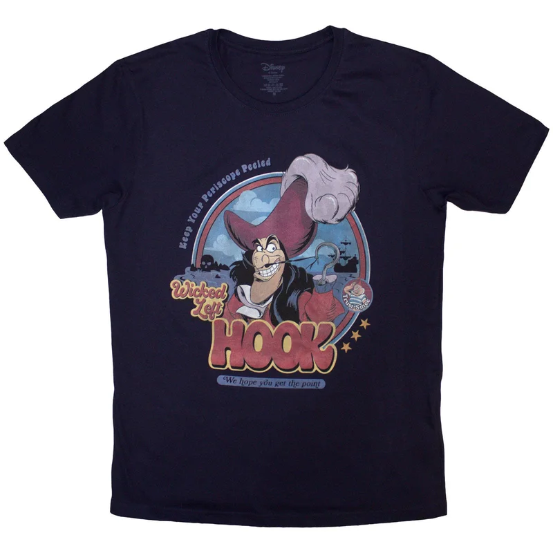 Disney Unisex T-Shirt: Peter Pan Wicked Left Hook Navy Blue
