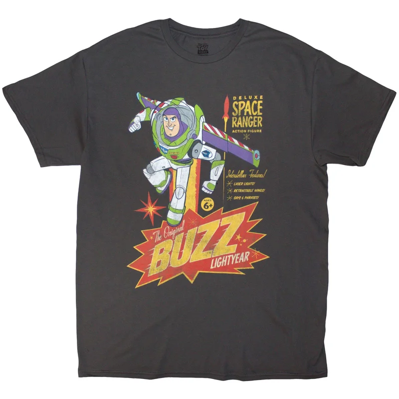 Disney Unisex T-Shirt: Toy Story The Original Buzz Charcoal Grey