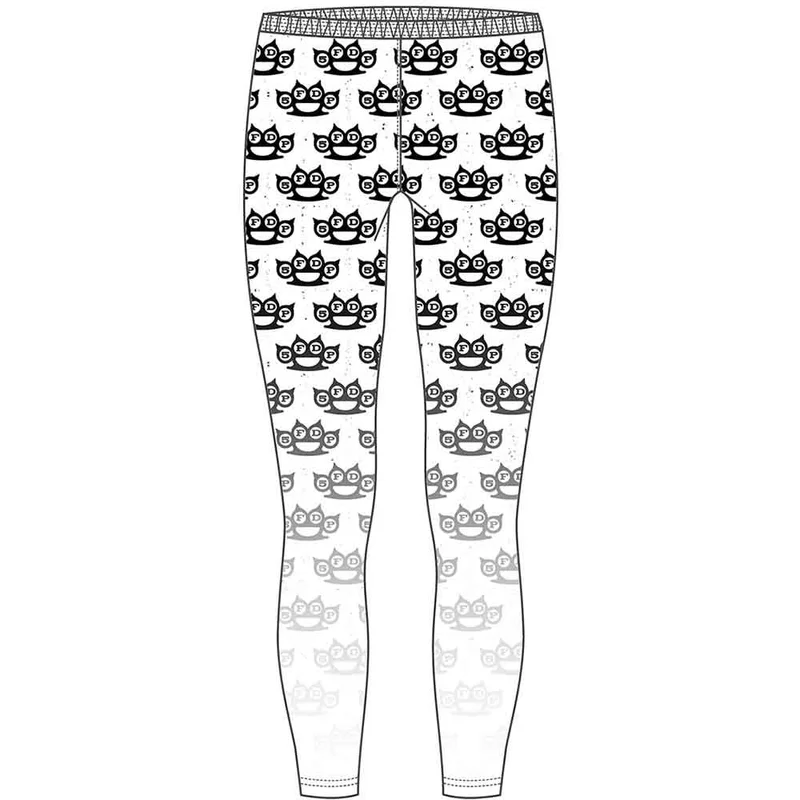 Five Finger Death Punch Ladies Fashion Leggings: Knuckleduster Black & White