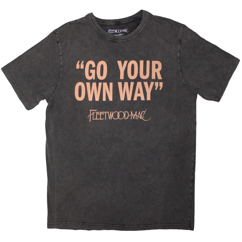 Fleetwood Mac Unisex Stone Wash T-Shirt: Go Your Own Way Charcoal Grey