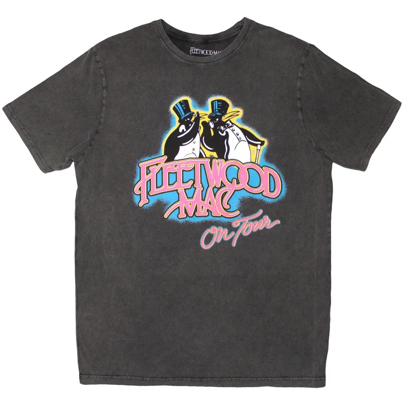 Fleetwood Mac Unisex Stone Wash T-Shirt: On Tour Charcoal Grey