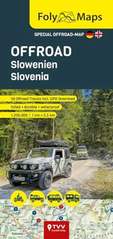 FolyMaps OFFROAD Slovenia 1:250 000 : Special map with 56 off-road tracks