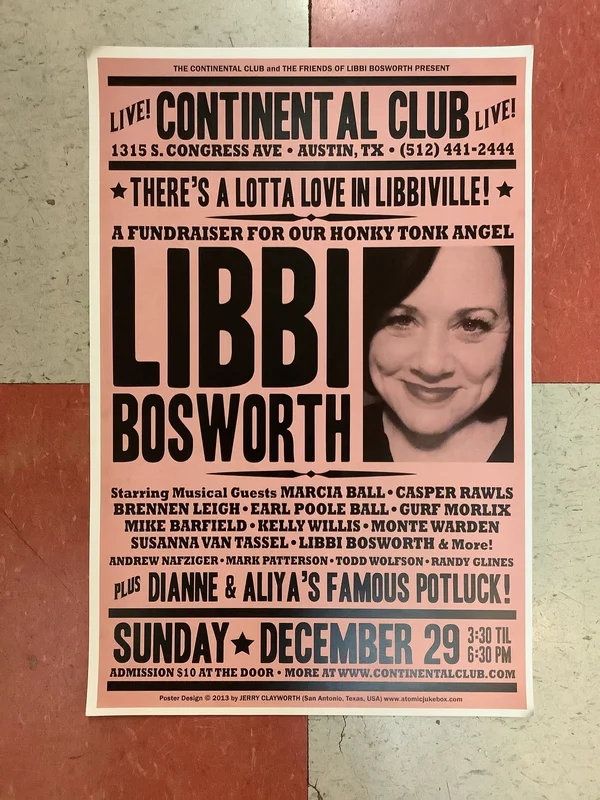 Fundraiser for Libbi Bosworth at Continental Club - 2013 (Poster)