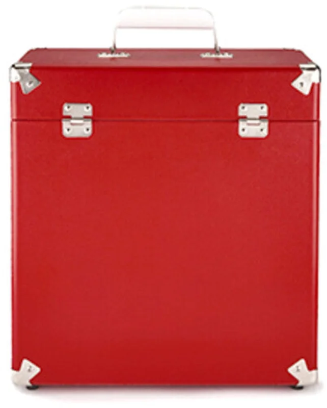 GPO Retro SWB18RED 12" Vinyl Record Case 35 Count Capacity with Removable Lid (Red)