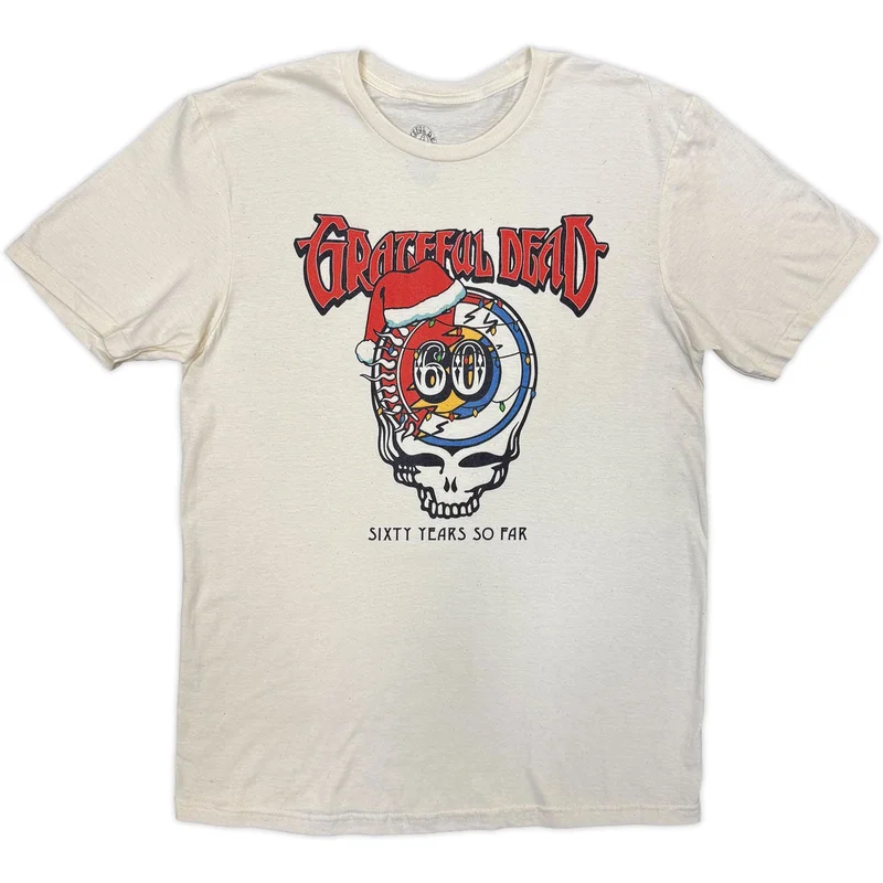 Grateful Dead Unisex T-Shirt: Santa Hat Stealie Natural
