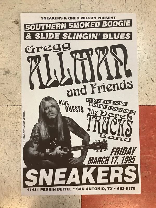 Gregg Allman and The Derek Trucks Band at Sneakers - 1995 (Poster)