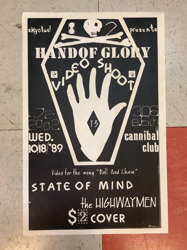 Hand of Glory Video Shoot at Cannibal Club - 1989 (Poster)