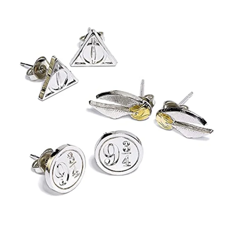 Harry Potter Stud Earring Set Snitch/deathly Hallows/platform 9 3/4- We0104