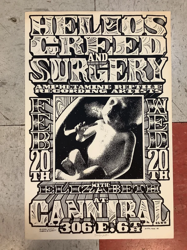 Helios Creed and Surgery at Cannibal Club - 1991 (Poster)