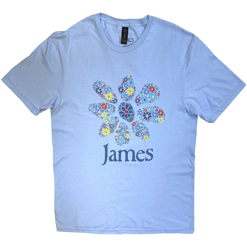 James Unisex T-Shirt: Multiple Daisy Logo Light Blue