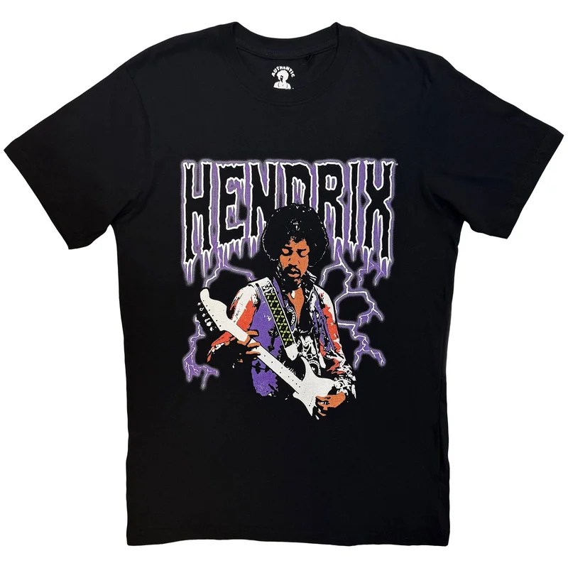 Jimi Hendrix Unisex T-Shirt: Lightning Black