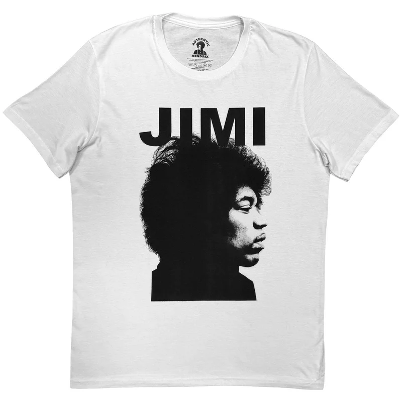 Jimi Hendrix Unisex T-Shirt: Side Shot White