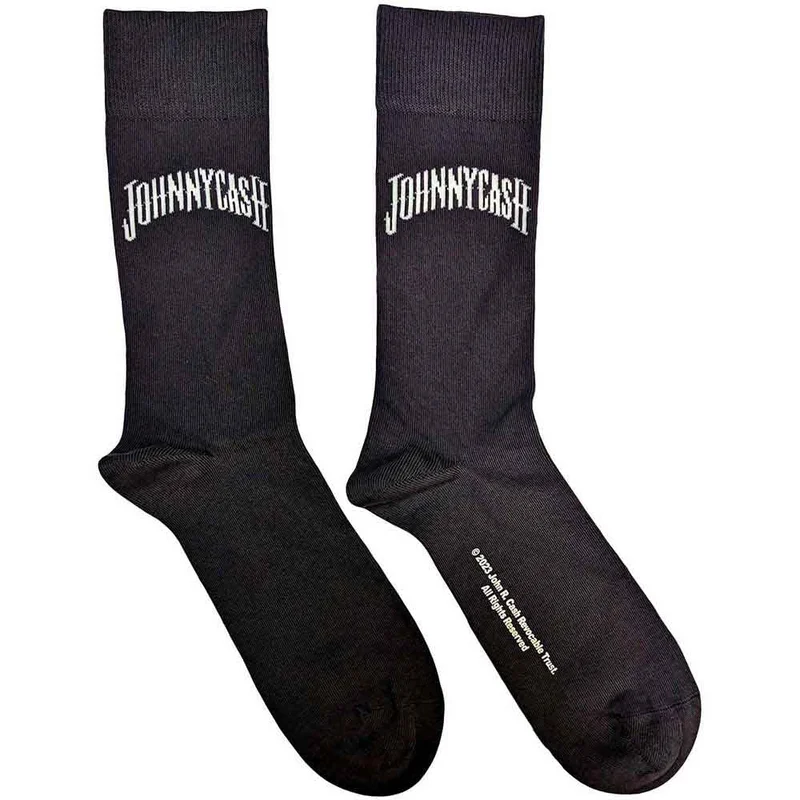 Johnny Cash Unisex Ankle Socks: Man In Black Logo Charcoal Grey