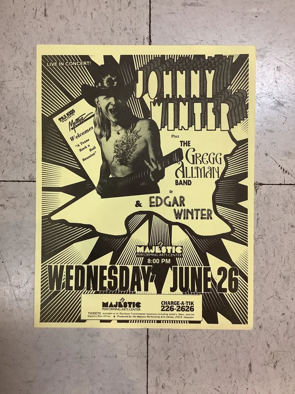 Johnny Winter, Gregg Allman Band, & Edgar Winter at Majestic P.A.C. - 1985 (Poster)