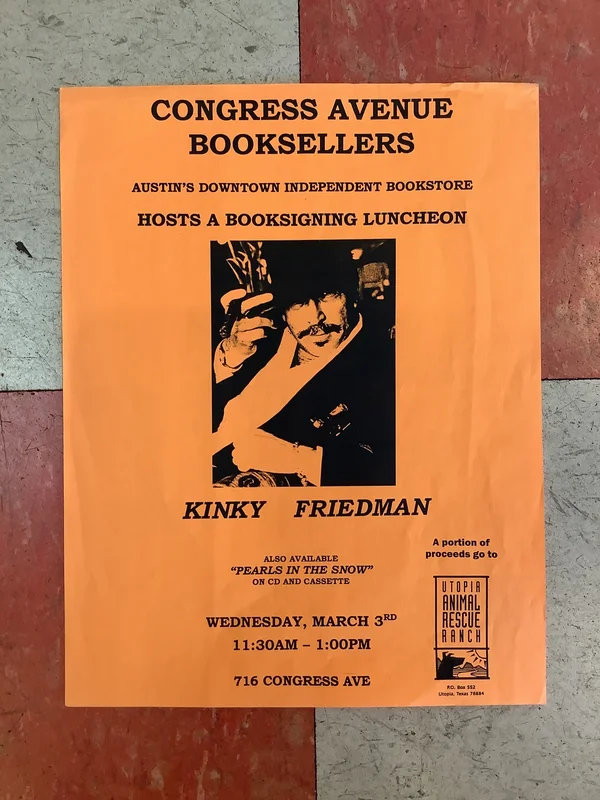 Kinky Friedman Book Signing at Congress Avenue Booksellers (Poster)