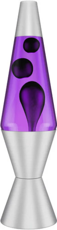 Lava Lamp 14.5'' Black Wax/Purple Liquid/Silver Base & Cap