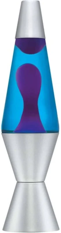 Lava Lamp 14.5'' Purple Wax/Blue Liquid/Silver Base & Cap