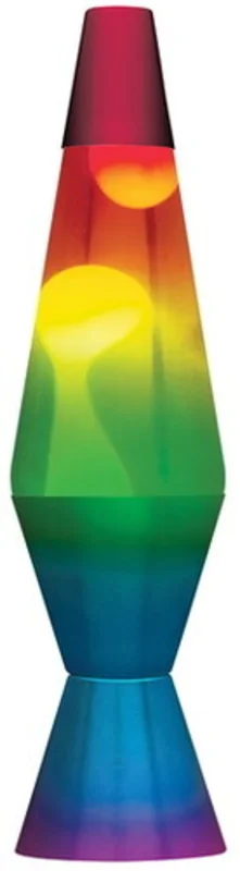 Lava Lamp 14.5" Rainbow Tri-Color - White Wax/Clear Liquid/Tri-colored Globe