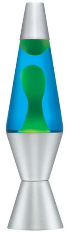Lava Lamp 14.5'' Yellow Wax/Blue Liquid/Silver Base & Cap